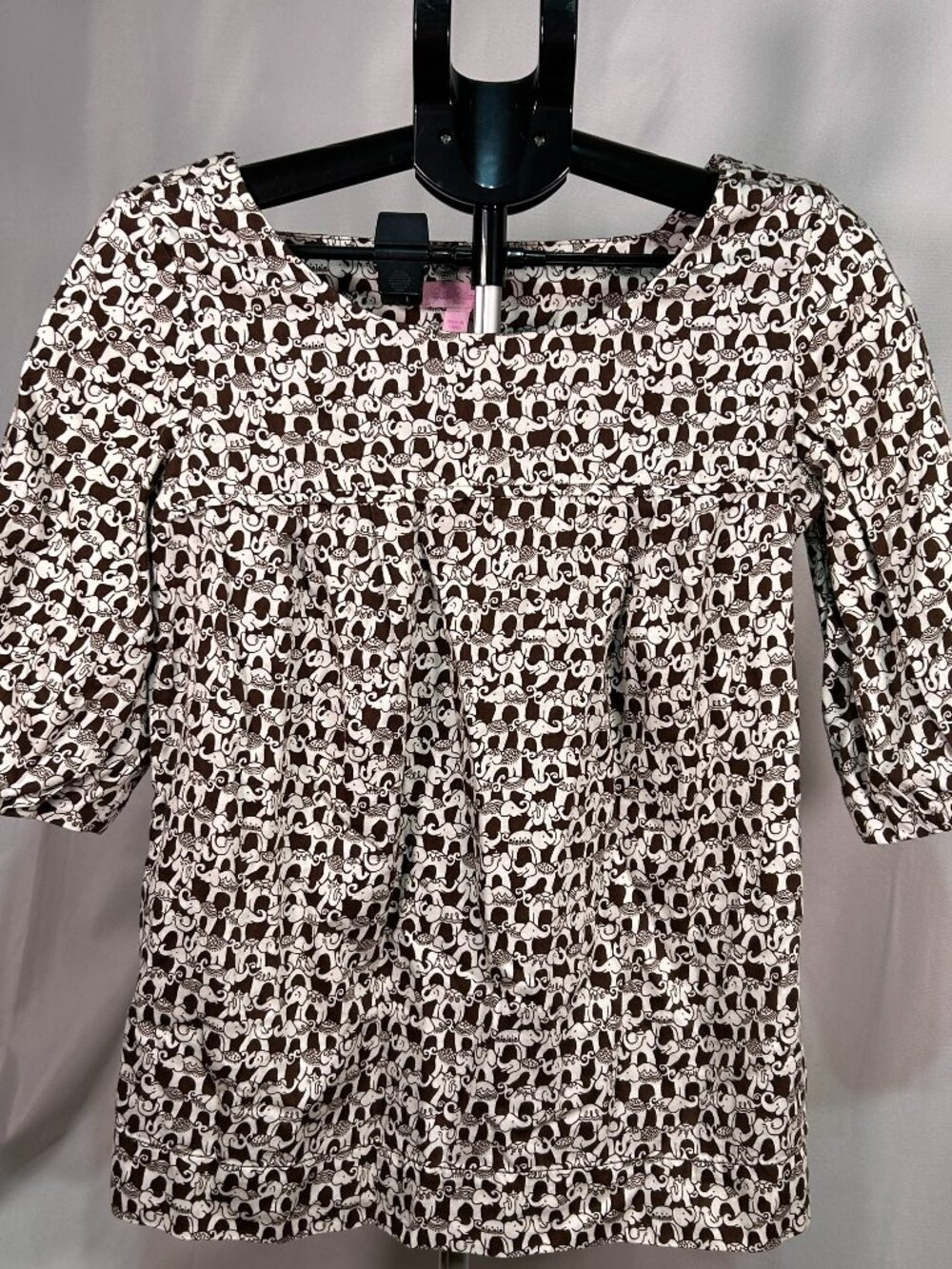 Lilly Pulitzer Women’s Size 4 Brown & White Elephant Print Cotton Blouse Top